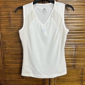 ADIDAS Fitted White Stretch Athletic Sleeveless TANK TOP Women's Size Small